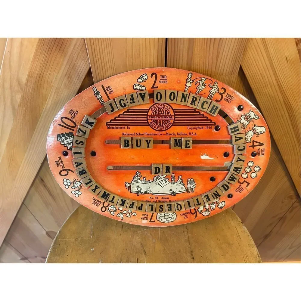 Vintage Original  Cressco Educational Board Reversible No. 50 1940 (5263)